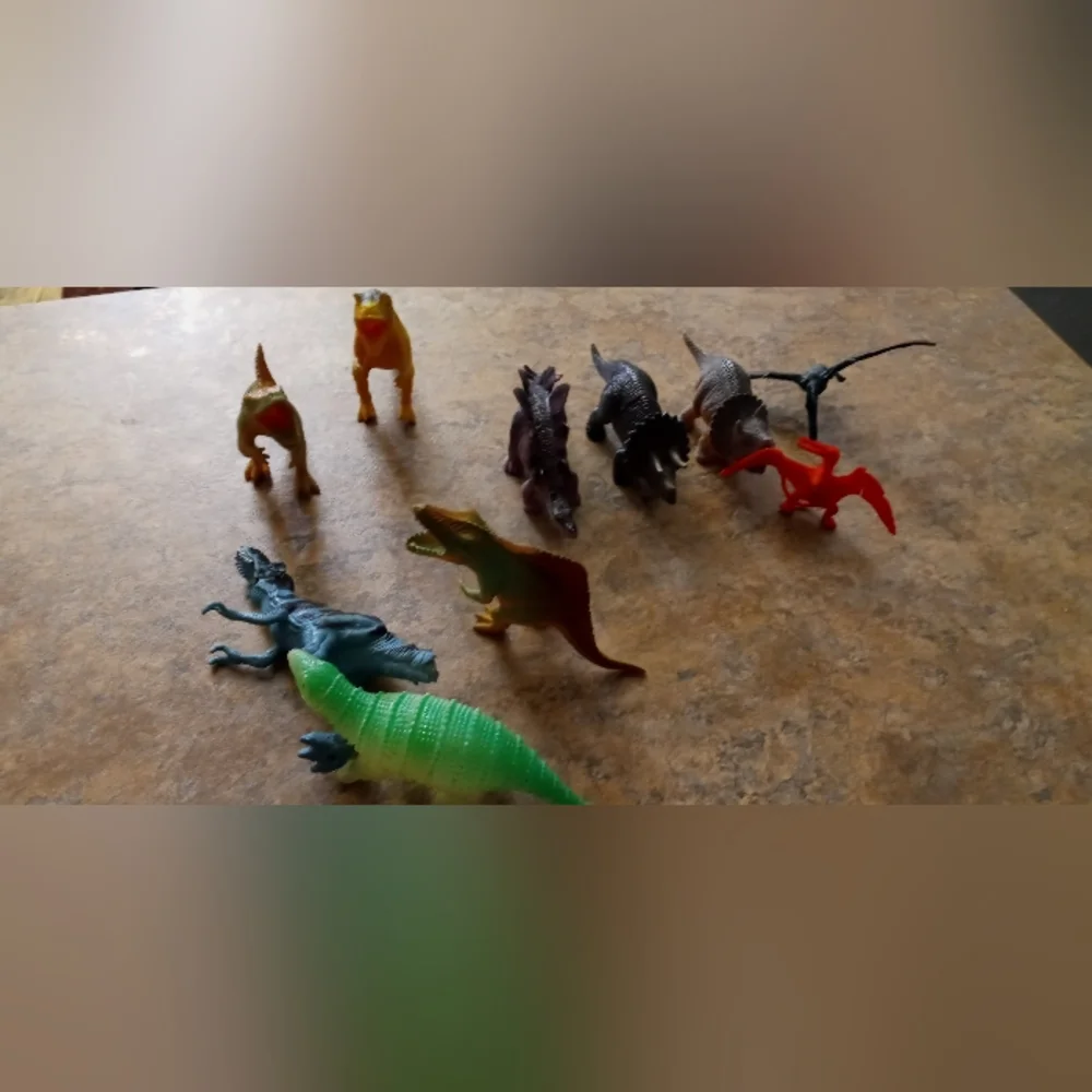 Assorted Mini Toy Dinosaurs - Multi-Color Reptile Figures set of #10